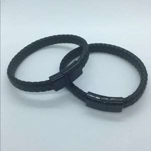 Black Male Braided Handmade Leather Bracelet